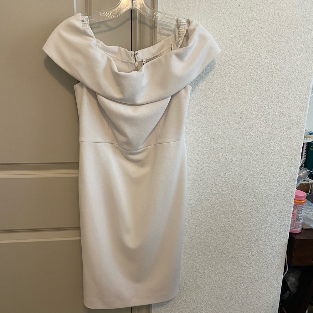 Calvin Klein Dresses White Calvin Klein Off-The-Shoulder Sheath Dress - Picture 1 of 5